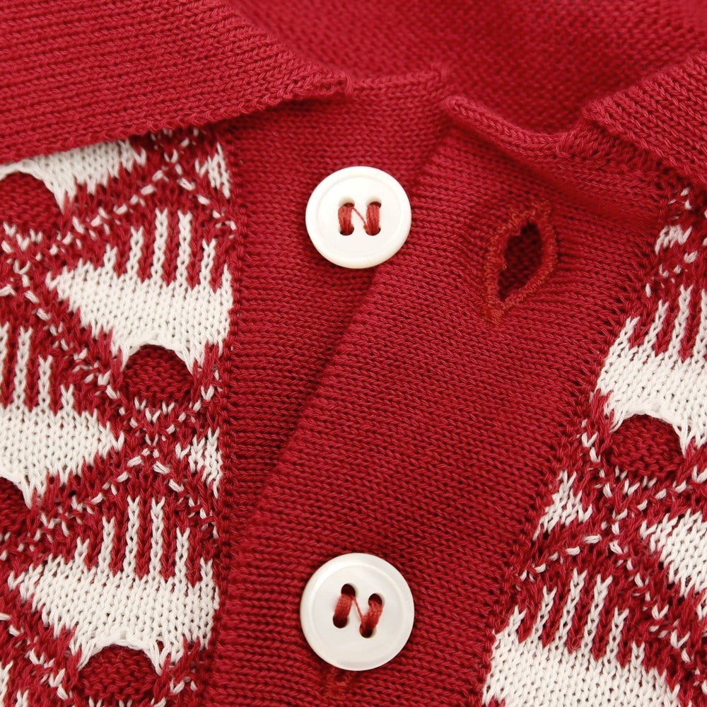 【新品】ザノーネ ZANONE ハイゲージ コットン ジャカード 半袖 ポロニット レッドxホワイト【サイズ46】【 状態ランクN 】【 メンズ 】