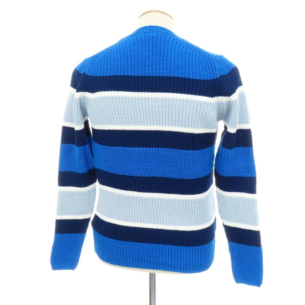 【新品】ザノーネ ZANONE ミドルゲージ コットン ボーダー クルーネック プルオーバーニット ブルーxネイビー【 46 】【 状態ランクN 】【 メンズ 】