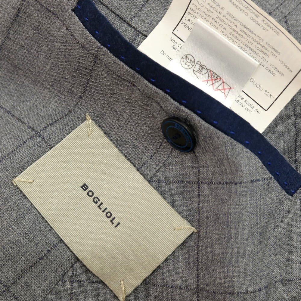 【中古】ボリオリ BOGLIOLI DOVER ウール チェック テーラードジャケット グレーxネイビー【 44 】【 状態ランクC 】【 メンズ 】