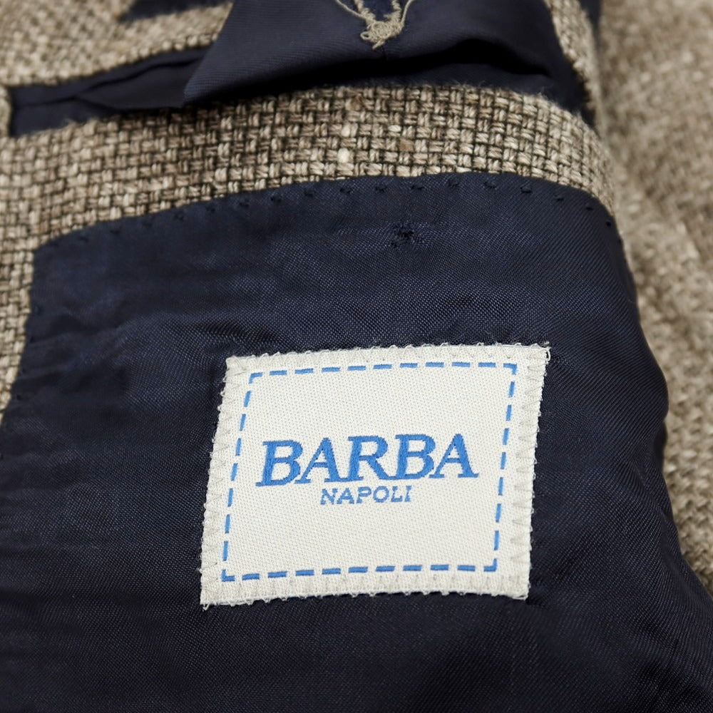 【中古】バルバ BARBA シルクリネンコットン テーラードジャケット カーキブラウン系【 44 】【 状態ランクC 】【 メンズ 】