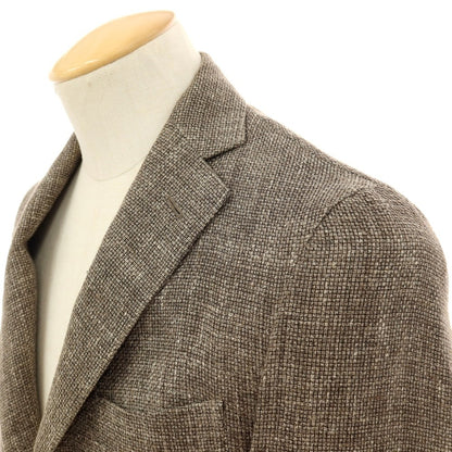 【中古】バルバ BARBA シルクリネンコットン テーラードジャケット カーキブラウン系【 44 】【 状態ランクC 】【 メンズ 】