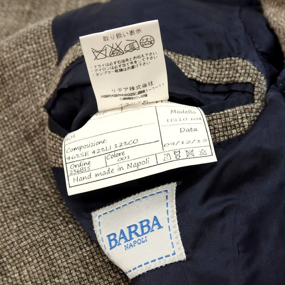 【中古】バルバ BARBA シルクリネンコットン テーラードジャケット カーキブラウン系【 44 】【 状態ランクC 】【 メンズ 】