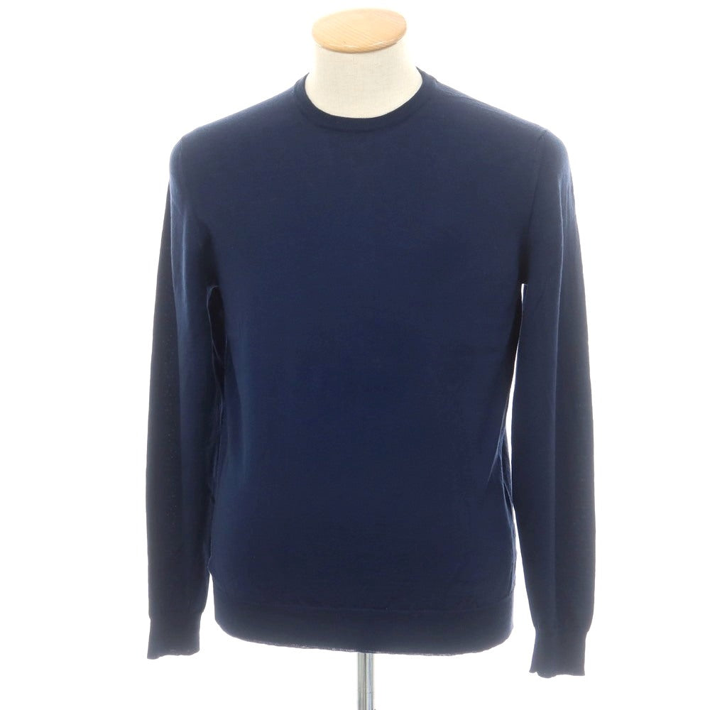 【中古】ドルモア DRUMOHR ハイゲージ ウール クルーネック プルオーバーニット ライトネイビー【 46 】【 状態ランクC 】【 メンズ 】