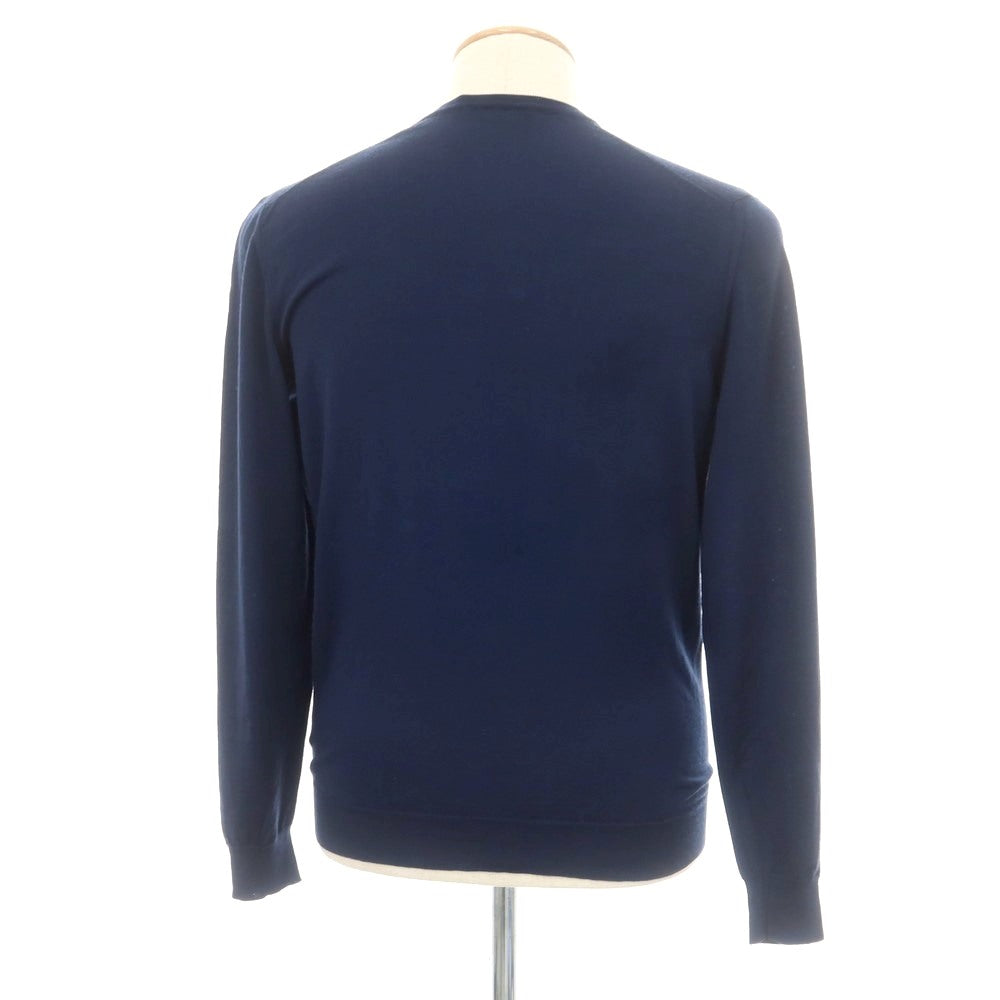 【中古】ドルモア DRUMOHR ハイゲージ ウール クルーネック プルオーバーニット ライトネイビー【 46 】【 状態ランクC 】【 メンズ 】