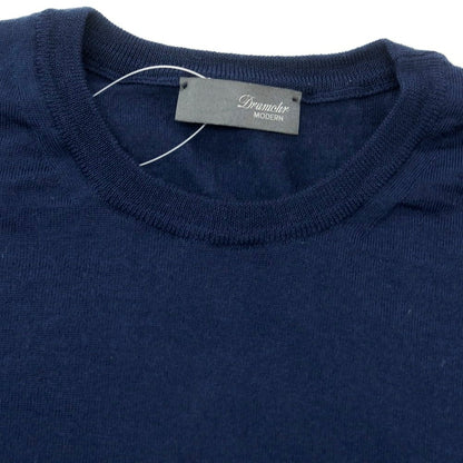 【中古】ドルモア DRUMOHR ハイゲージ ウール クルーネック プルオーバーニット ライトネイビー【 46 】【 状態ランクC 】【 メンズ 】