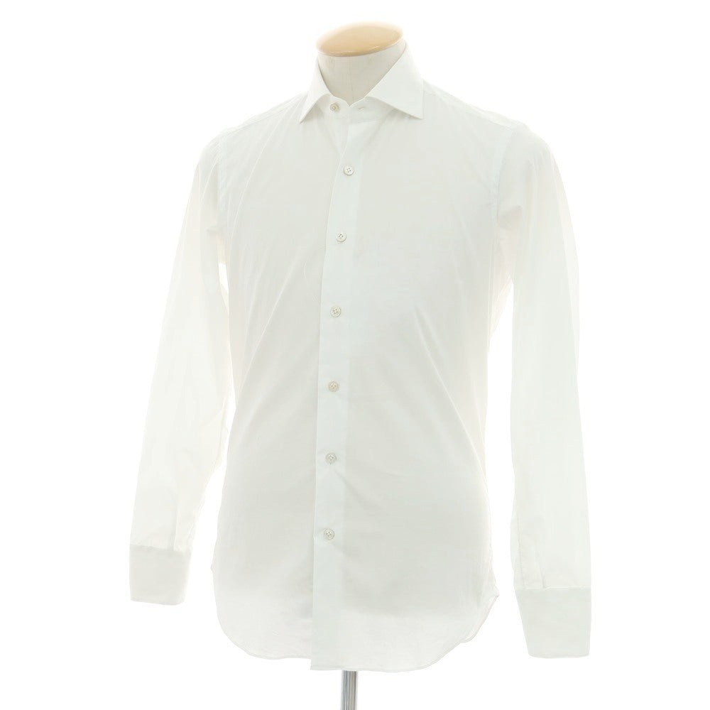 【中古】マリアサンタンジェロ Maria Santangelo ストレッチ コットンナイロン ワイドカラー ドレスシャツ ホワイト【 37 】【 状態ランクC 】【 メンズ 】