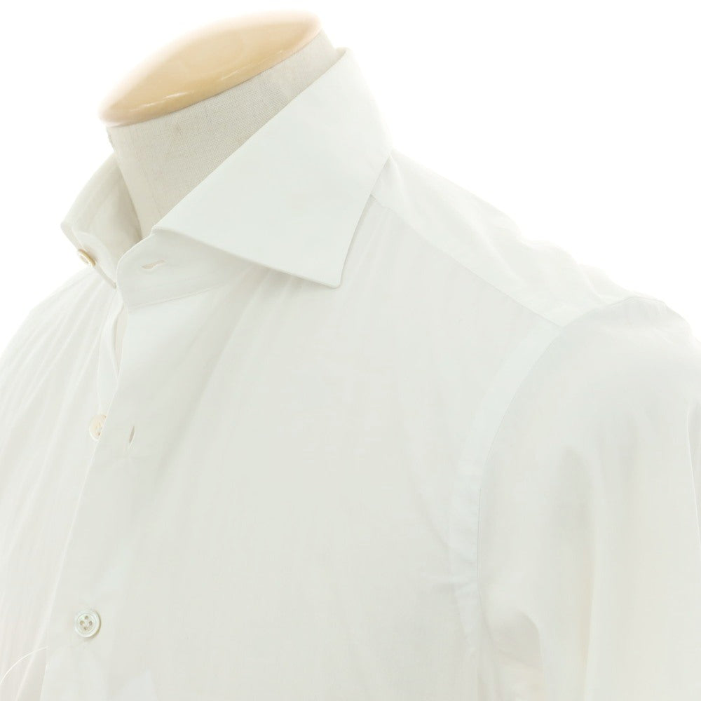 【中古】マリアサンタンジェロ Maria Santangelo ストレッチ コットンナイロン ワイドカラー ドレスシャツ ホワイト【 37 】【 状態ランクC 】【 メンズ 】