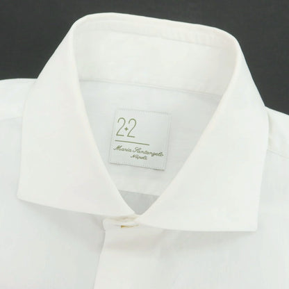 【中古】マリアサンタンジェロ Maria Santangelo ストレッチ コットンナイロン ワイドカラー ドレスシャツ ホワイト【 37 】【 状態ランクC 】【 メンズ 】