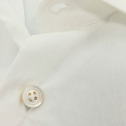 【中古】マリアサンタンジェロ Maria Santangelo ストレッチ コットンナイロン ワイドカラー ドレスシャツ ホワイト【 37 】【 状態ランクC 】【 メンズ 】