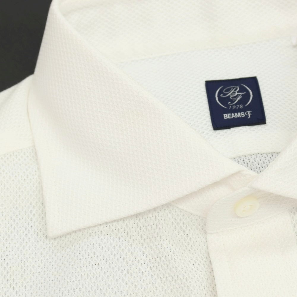 【中古】【未使用】ビームスエフ BEAMS F コットン ワイドカラー 半袖シャツ ホワイト【サイズL】【 状態ランクS 】【 メンズ 】