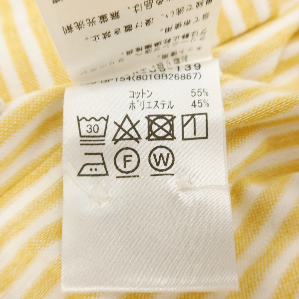 【中古】【未使用】ビームスプラス BEAMS PLUS コットンポリエステル ストライプ ボタンダウン 半袖ポロシャツ オレンジイエローxホワイト【 Ｍ 】【 状態ランクS 】【 メンズ 】 []