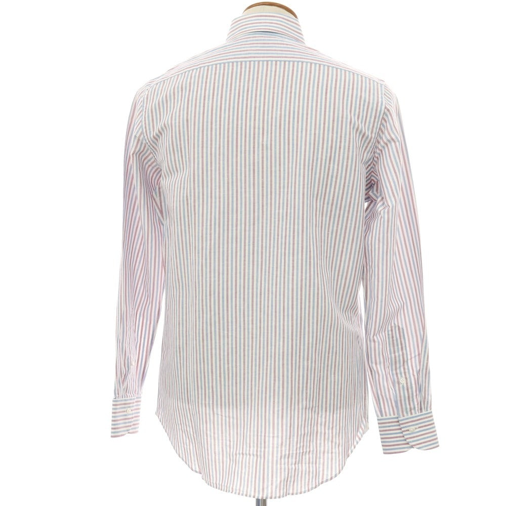 【中古】バグッタ Bagutta コットンリネン ストライプ ボタンダウン カジュアルシャツ ブルーxパープル【サイズ39】【 状態ランクA 】【 メンズ 】