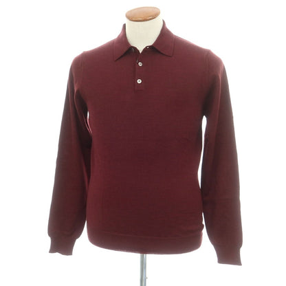 【中古】【未使用】ビームスエフ BEAMS F ハイゲージ ウール 長袖 ポロニット ボルドー【 48 】【 状態ランクS 】【 メンズ 】
