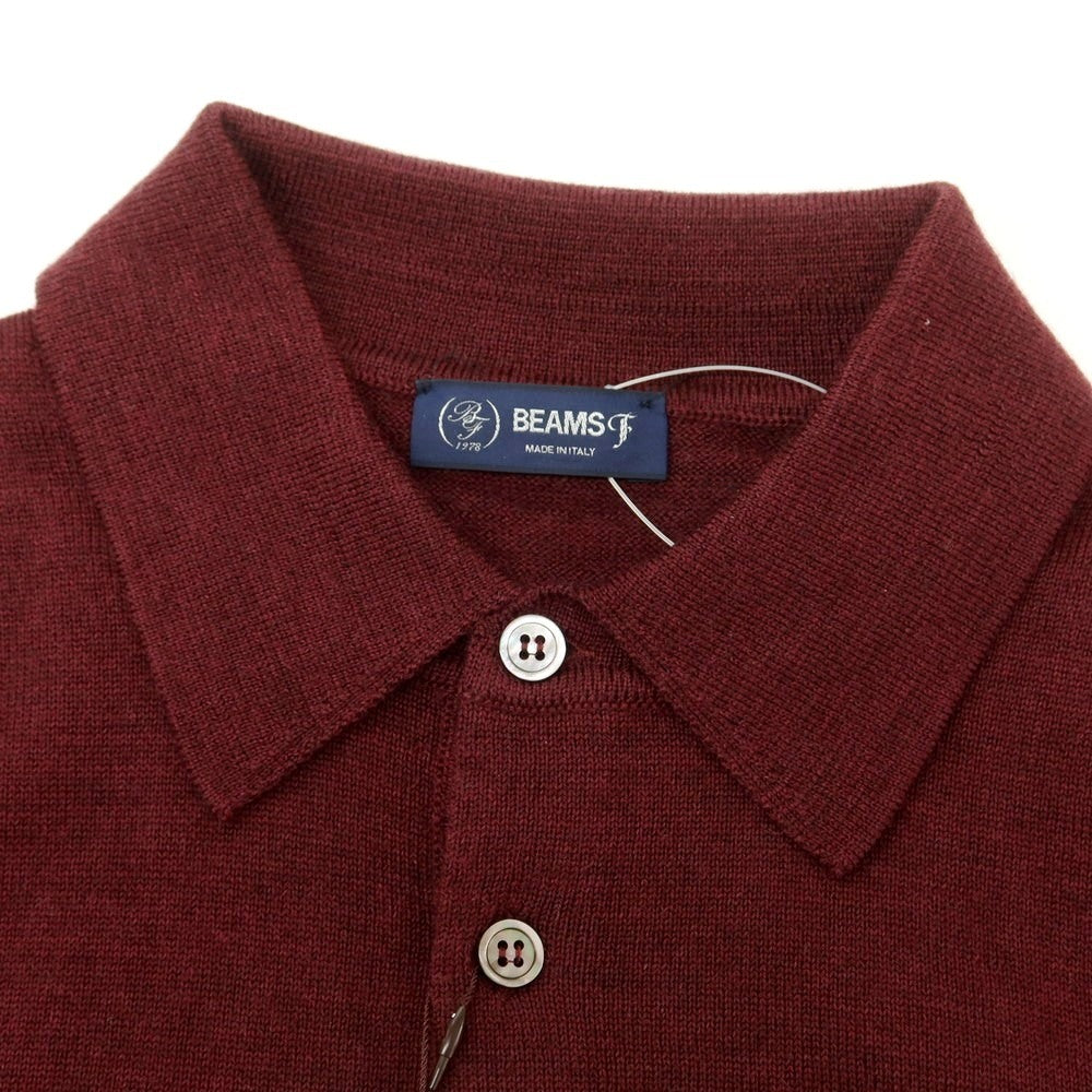 【中古】【未使用】ビームスエフ BEAMS F ハイゲージ ウール 長袖 ポロニット ボルドー【 48 】【 状態ランクS 】【 メンズ 】