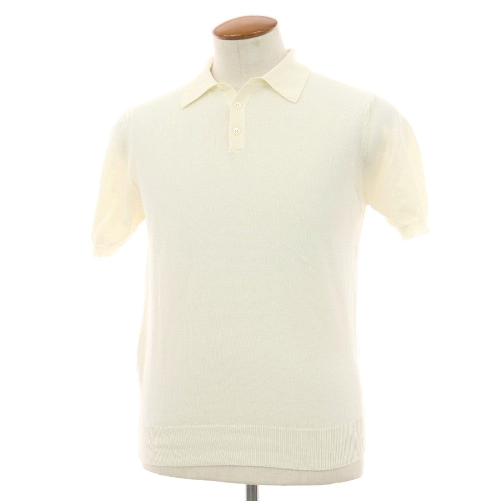 【中古】ビームスエフ BEAMS F ハイゲージ コットン 半袖 ポロニット アイボリー【サイズ48】【 状態ランクA 】【 メンズ 】
