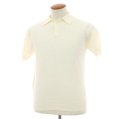 【中古】ビームスエフ BEAMS F ハイゲージ コットン 半袖 ポロニット アイボリー【サイズ48】【 状態ランクA 】【 メンズ 】