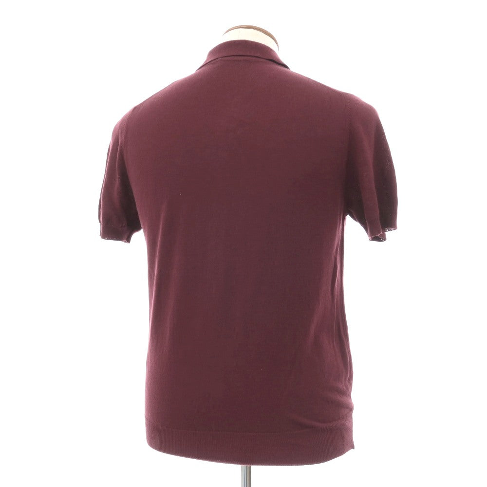 【中古】ビームスエフ BEAMS F ハイゲージ コットン 半袖 ポロニット ボルドー【 48 】【 状態ランクC 】【 メンズ 】 []