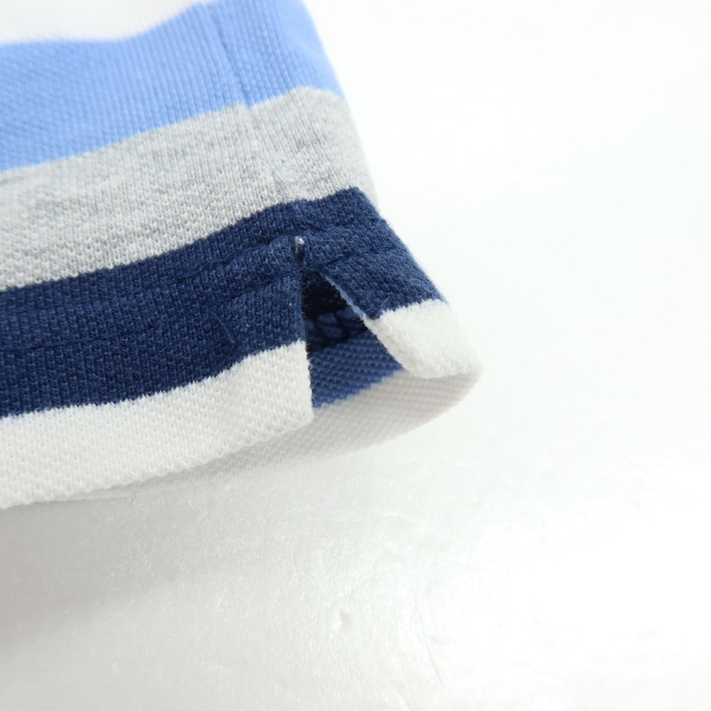 【中古】マック ジョージ Mc George 鹿の子 コットン ボーダー 半袖ポロシャツ ネイビーxブルー【サイズ50】【 状態ランクC 】【 メンズ 】