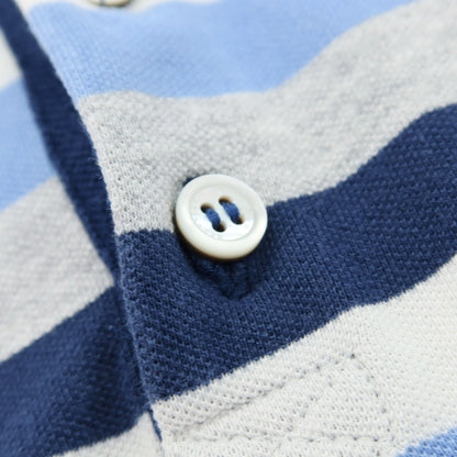 【中古】マック ジョージ Mc George 鹿の子 コットン ボーダー 半袖ポロシャツ ネイビーxブルー【サイズ50】【 状態ランクC 】【 メンズ 】