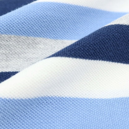 【中古】マック ジョージ Mc George 鹿の子 コットン ボーダー 半袖ポロシャツ ネイビーxブルー【サイズ50】【 状態ランクC 】【 メンズ 】