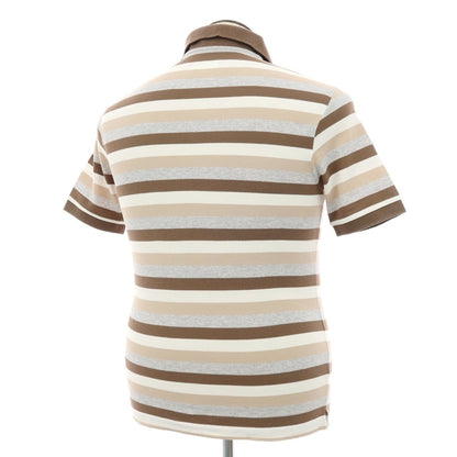 【中古】マック ジョージ Mc George 鹿の子 コットン ボーダー 半袖ポロシャツ ブラウンxグレー【サイズ50】【 状態ランクB 】【 メンズ 】