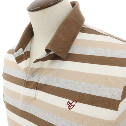 【中古】マック ジョージ Mc George 鹿の子 コットン ボーダー 半袖ポロシャツ ブラウンxグレー【サイズ50】【 状態ランクB 】【 メンズ 】