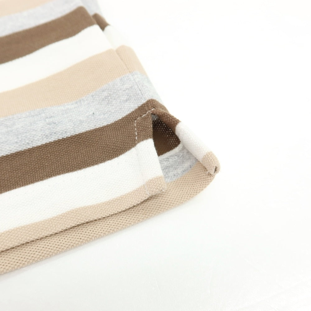 【中古】マック ジョージ Mc George 鹿の子 コットン ボーダー 半袖ポロシャツ ブラウンxグレー【サイズ50】【 状態ランクB 】【 メンズ 】