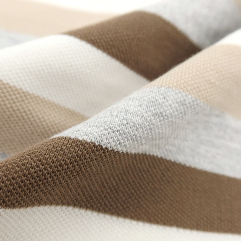 【中古】マック ジョージ Mc George 鹿の子 コットン ボーダー 半袖ポロシャツ ブラウンxグレー【サイズ50】【 状態ランクB 】【 メンズ 】