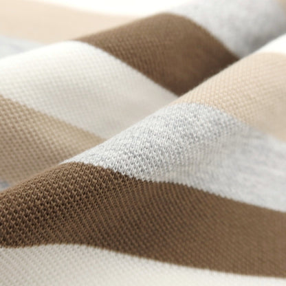 【中古】マック ジョージ Mc George 鹿の子 コットン ボーダー 半袖ポロシャツ ブラウンxグレー【サイズ50】【 状態ランクB 】【 メンズ 】