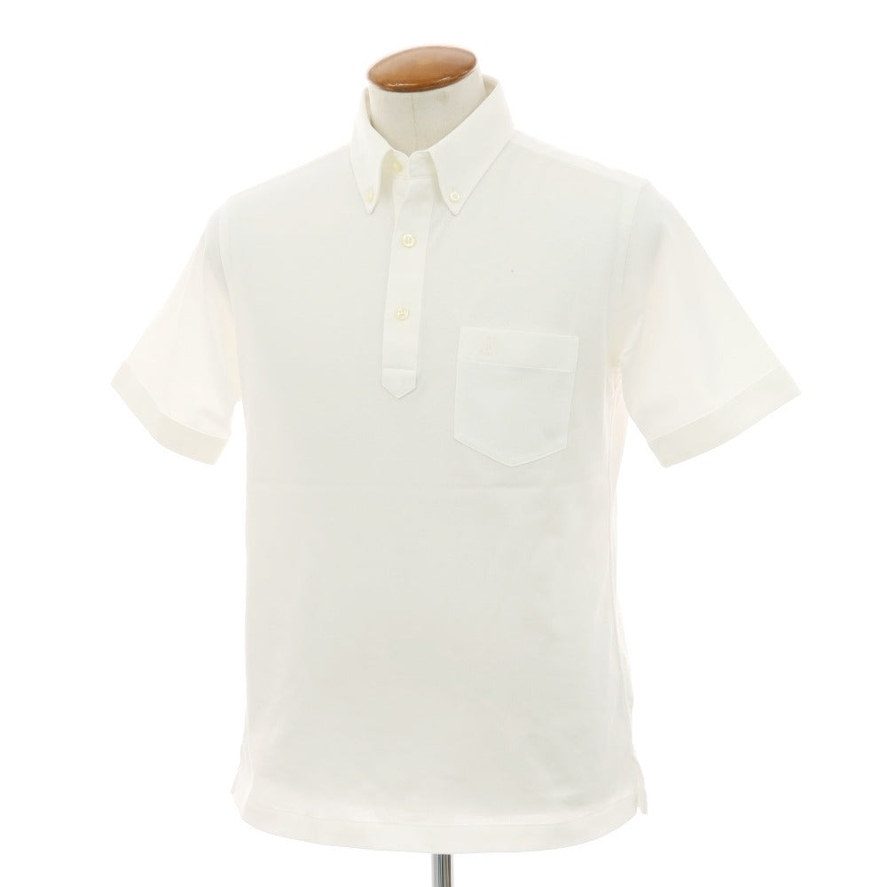 【中古】ブルックスブラザーズ Brooks Brothers コットンポリエステル ボタンダウン 半袖ポロシャツ ホワイト【サイズＭ】【 状態ランクC 】【 メンズ 】