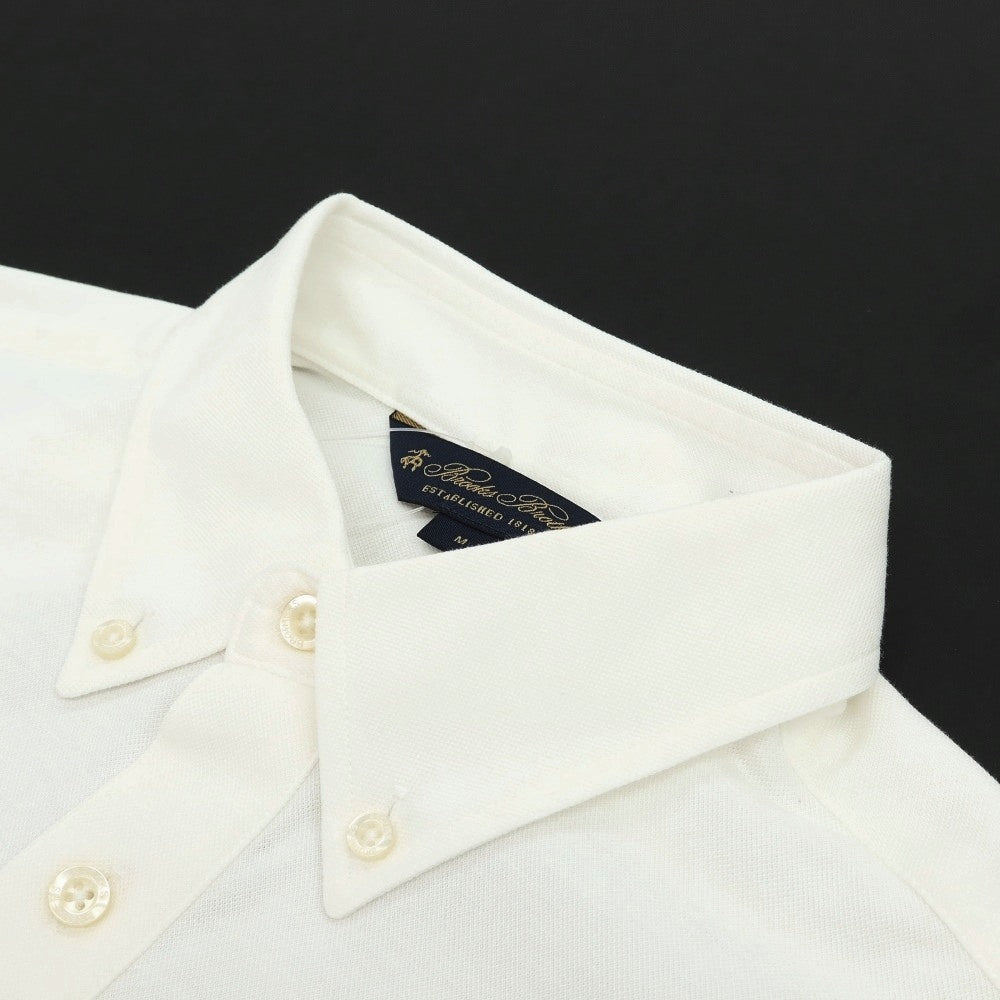 【SALE30%OFF/返品不可】【中古】ブルックスブラザーズ Brooks Brothers コットンポリエステル ボタンダウン 半袖ポロシャツ ホワイト【 サイズＭ 】【 状態ランクC 】【 メンズ 】 [APD]