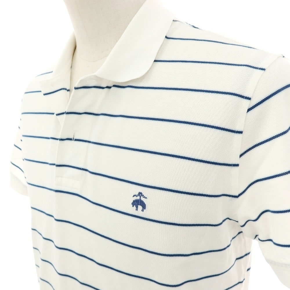 【SALE30%OFF/返品不可】【中古】ブルックスブラザーズ Brooks Brothers 鹿の子 スーピマコットン ボーダー 半袖ポロシャツ ホワイトxライトネイビー【 サイズＬ 】【 状態ランクB 】【 メンズ 】 [APD]