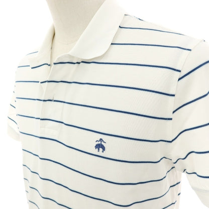 【SALE30%OFF/返品不可】【中古】ブルックスブラザーズ Brooks Brothers 鹿の子 スーピマコットン ボーダー 半袖ポロシャツ ホワイトxライトネイビー【 サイズＬ 】【 状態ランクB 】【 メンズ 】 [APD]
