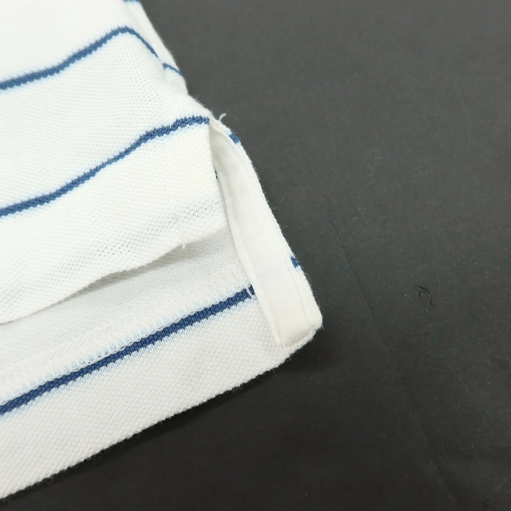 【SALE30%OFF/返品不可】【中古】ブルックスブラザーズ Brooks Brothers 鹿の子 スーピマコットン ボーダー 半袖ポロシャツ ホワイトxライトネイビー【 サイズＬ 】【 状態ランクB 】【 メンズ 】 [APD]