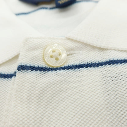 【SALE30%OFF/返品不可】【中古】ブルックスブラザーズ Brooks Brothers 鹿の子 スーピマコットン ボーダー 半袖ポロシャツ ホワイトxライトネイビー【 サイズＬ 】【 状態ランクB 】【 メンズ 】 [APD]