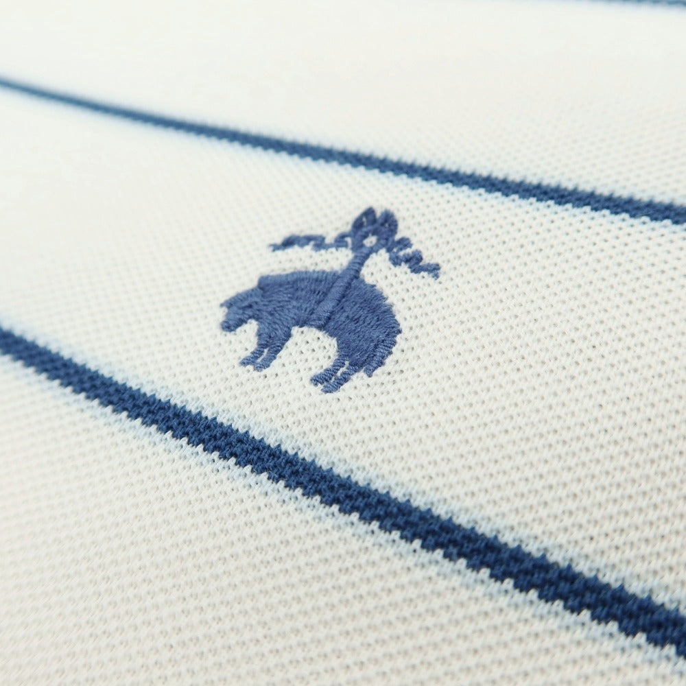 【SALE30%OFF/返品不可】【中古】ブルックスブラザーズ Brooks Brothers 鹿の子 スーピマコットン ボーダー 半袖ポロシャツ ホワイトxライトネイビー【 サイズＬ 】【 状態ランクB 】【 メンズ 】 [APD]