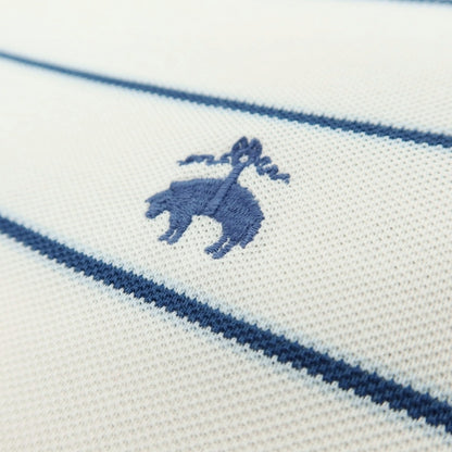 【SALE30%OFF/返品不可】【中古】ブルックスブラザーズ Brooks Brothers 鹿の子 スーピマコットン ボーダー 半袖ポロシャツ ホワイトxライトネイビー【 サイズＬ 】【 状態ランクB 】【 メンズ 】 [APD]