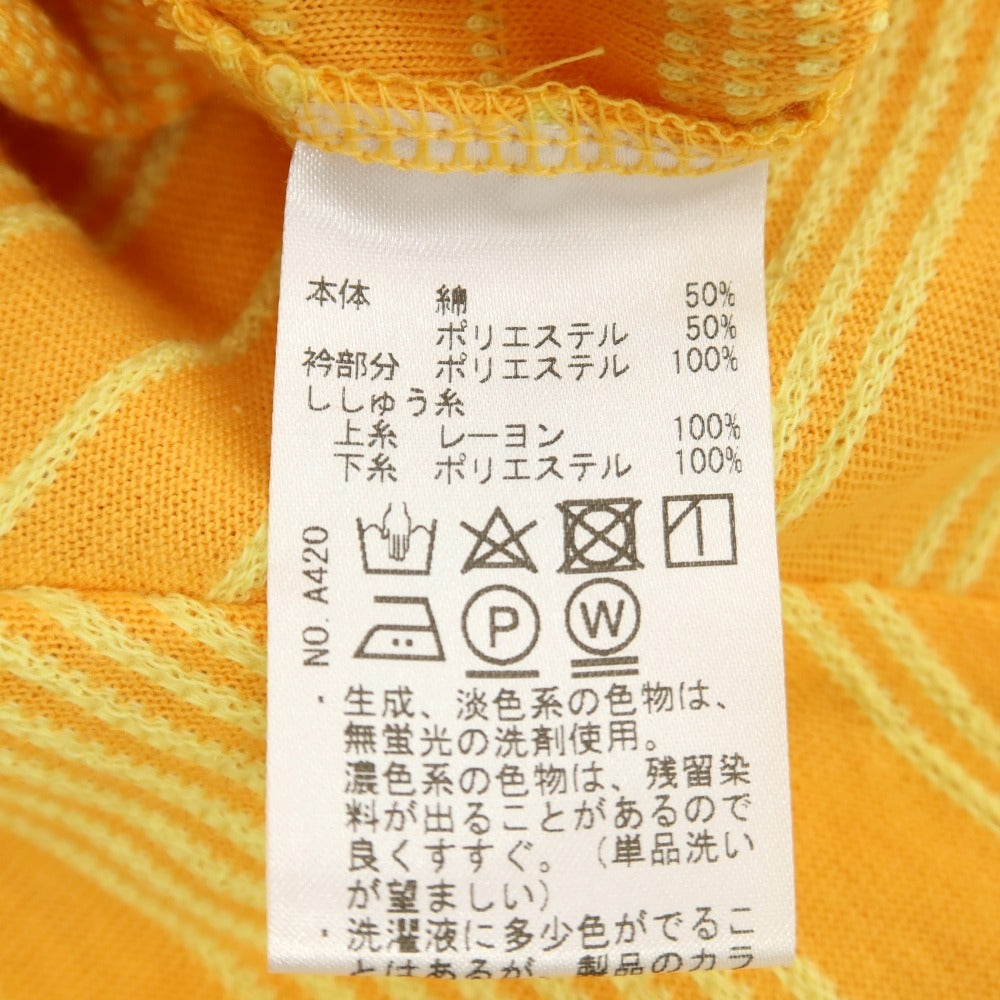 【中古】ヒールクリーク Heal Creak コットンポリエステル ボーダー ハーフジップ 半袖ポロシャツ オレンジxイエロー【 50 】【 状態ランクA 】【 メンズ 】[APD]