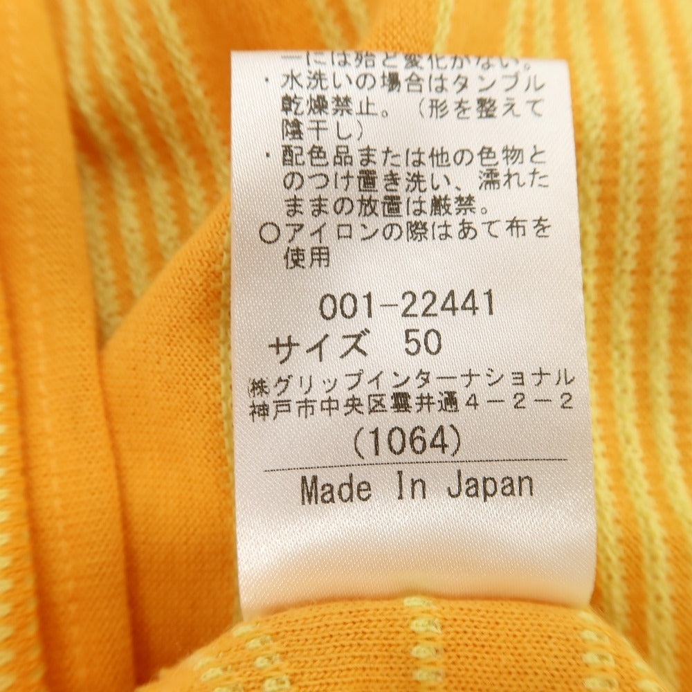 【中古】ヒールクリーク Heal Creak コットンポリエステル ボーダー ハーフジップ 半袖ポロシャツ オレンジxイエロー【 50 】【 状態ランクA 】【 メンズ 】[APD]