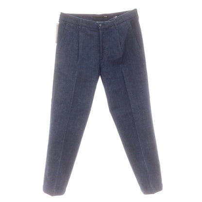 【中古】【未使用】チープラス C+ ストレッチ コットンリネン デニム カジュアルスラックスパンツ ネイビー【 33 】【 状態ランクS 】【 メンズ 】
