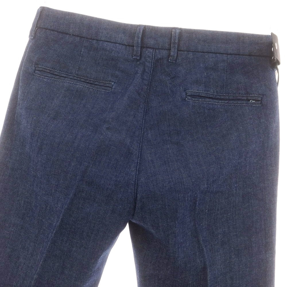 【中古】【未使用】チープラス C+ ストレッチ コットンリネン デニム カジュアルスラックスパンツ ネイビー【 33 】【 状態ランクS 】【 メンズ 】