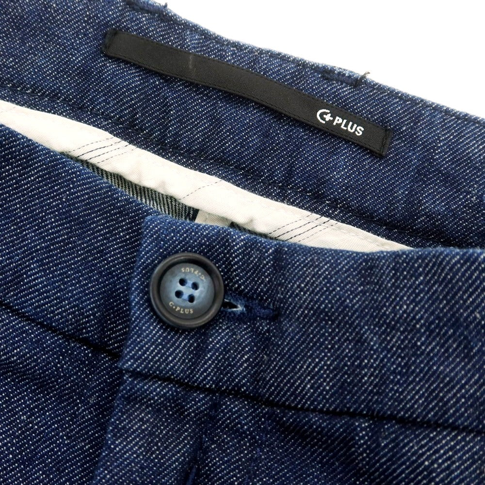 【中古】【未使用】チープラス C+ ストレッチ コットンリネン デニム カジュアルスラックスパンツ ネイビー【 33 】【 状態ランクS 】【 メンズ 】