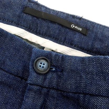 【中古】【未使用】チープラス C+ ストレッチ コットンリネン デニム カジュアルスラックスパンツ ネイビー【 33 】【 状態ランクS 】【 メンズ 】