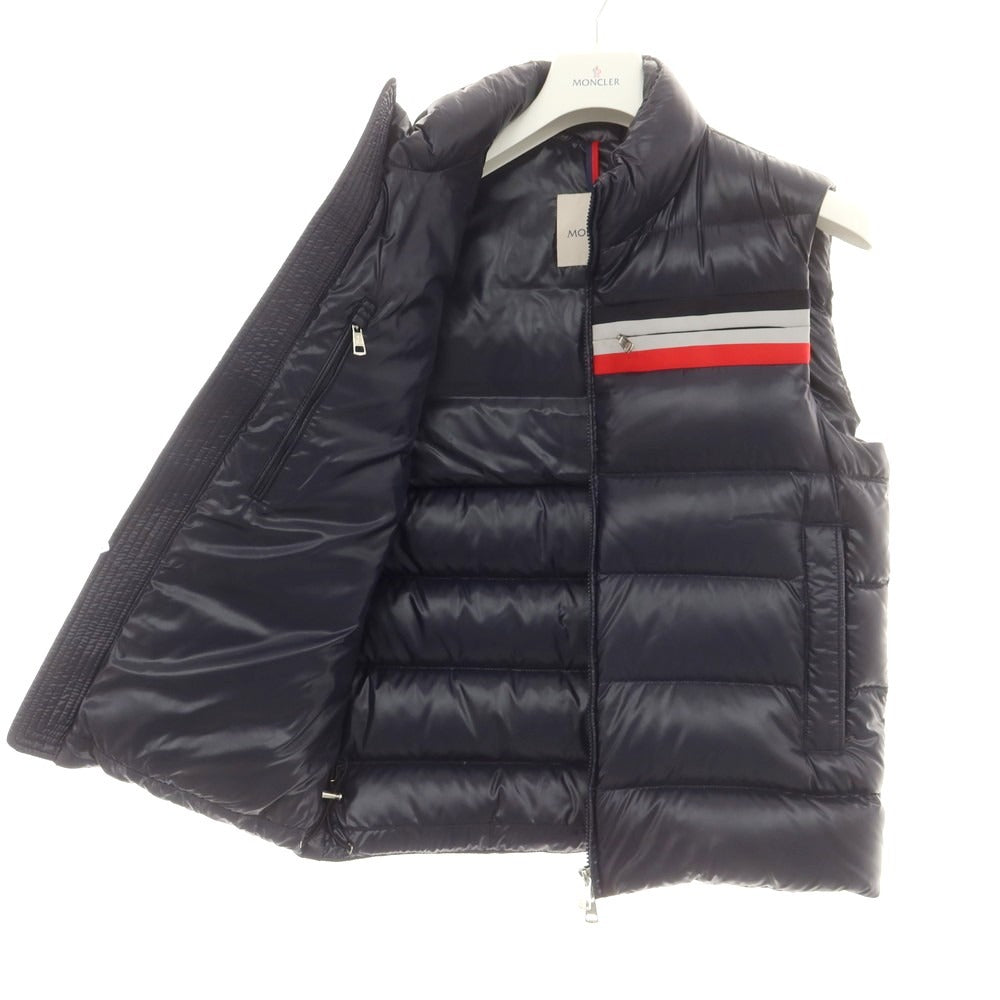 【中古】モンクレール MONCLER ナイロン ダブルジップ ダウンベスト ブルゾン ネイビー【 サイズ1 】【 状態ランクB 】【 メンズ 】 [CPD]