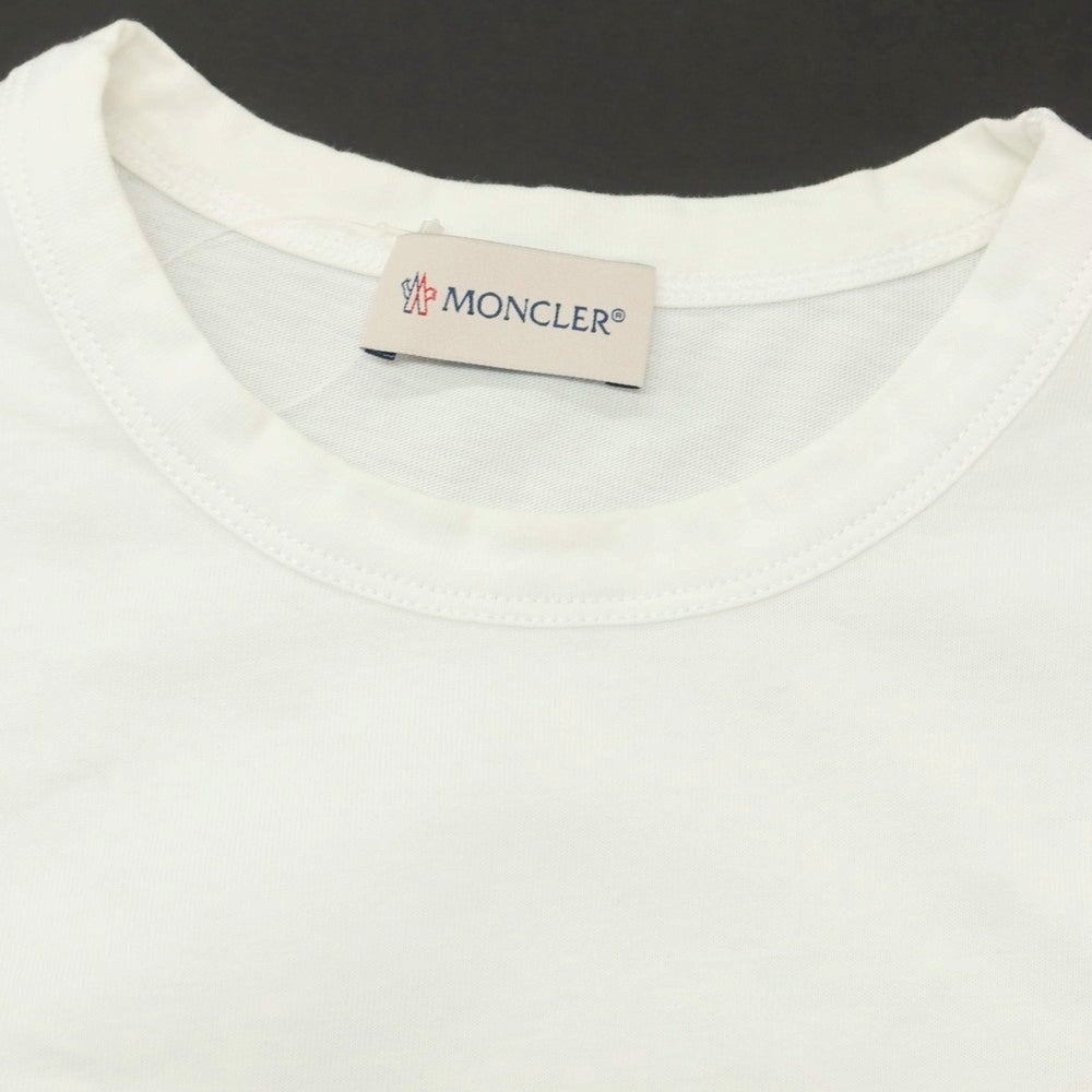【中古】モンクレール MONCLER コットン クルーネック 長袖Ｔシャツ ホワイト【 S 】【 状態ランクC 】【 メンズ 】