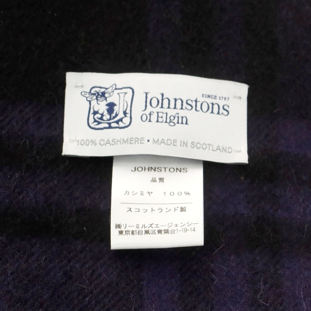 【中古】ジョンストンズ JOHNSTONS カシミヤ チェック マフラー グリーンxパープル系【 状態ランクA 】【 メンズ 】