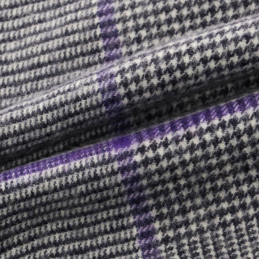 【中古】ジョンストンズ JOHNSTONS カシミヤ チェック マフラー ブラックxホワイト×パープル【 状態ランクA 】【 メンズ 】