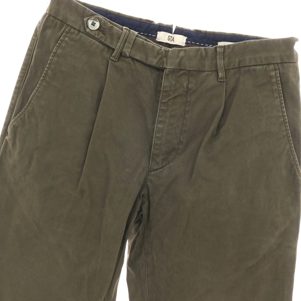 【中古】ジーティーアー G.T.A BYLON L ストレッチ コットン カジュアルスラックスパンツ オリーブ【 サイズ44 】【 状態ランクC 】【 メンズ 】 [BPD]