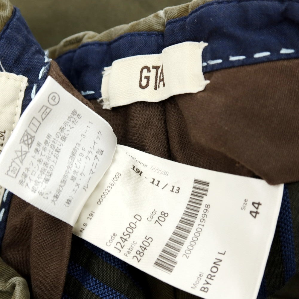 【中古】ジーティーアー G.T.A BYLON L ストレッチ コットン カジュアルスラックスパンツ オリーブ【サイズ44】【 状態ランクC 】【 メンズ 】