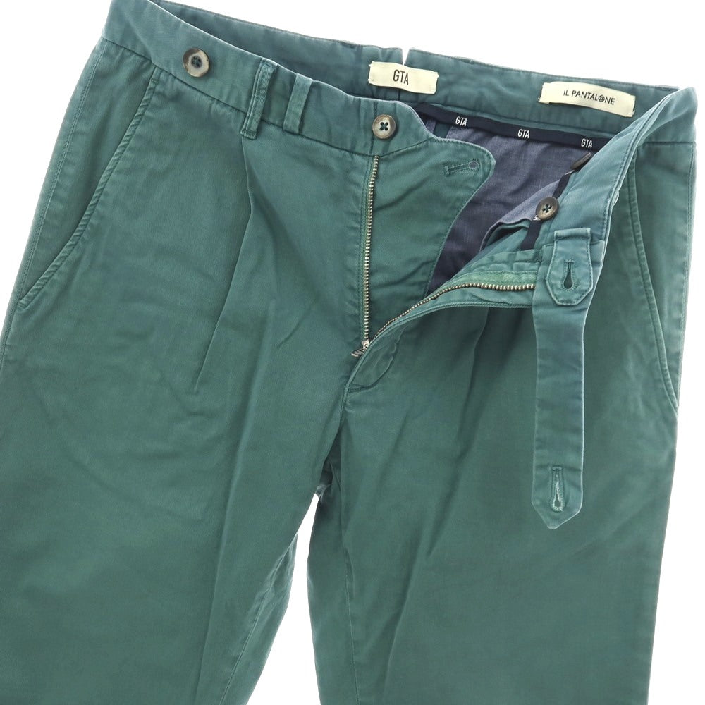 【中古】ジーティーアー G.T.A BYLON B LONG ストレッチ コットン カジュアルスラックスパンツ グリーン系【 サイズ44 】【 状態ランクC 】【 メンズ 】 [BPD]